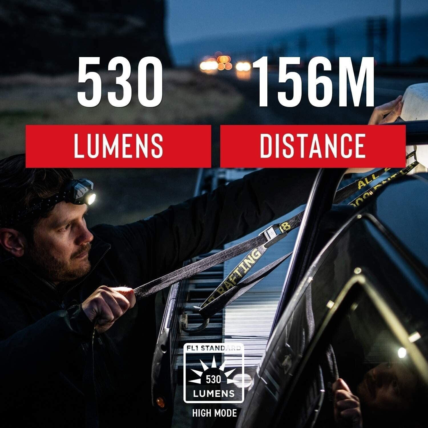 Coast® FL75R Rechargeable 530 Lumen Dual Color Twist Focus™ LED Headlamp, Black