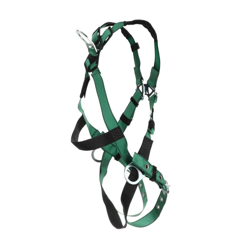 MSA V-Form Harness - Durable, Green, Full Body Harness with Aluminum D-Ring Configuration