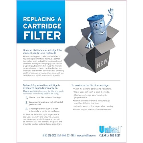 Unicel C-8413 125 Square Foot Media Replacement Pool Filter Cartridge with 148 Pleats, Compatible with Sta-Rite and Waterway