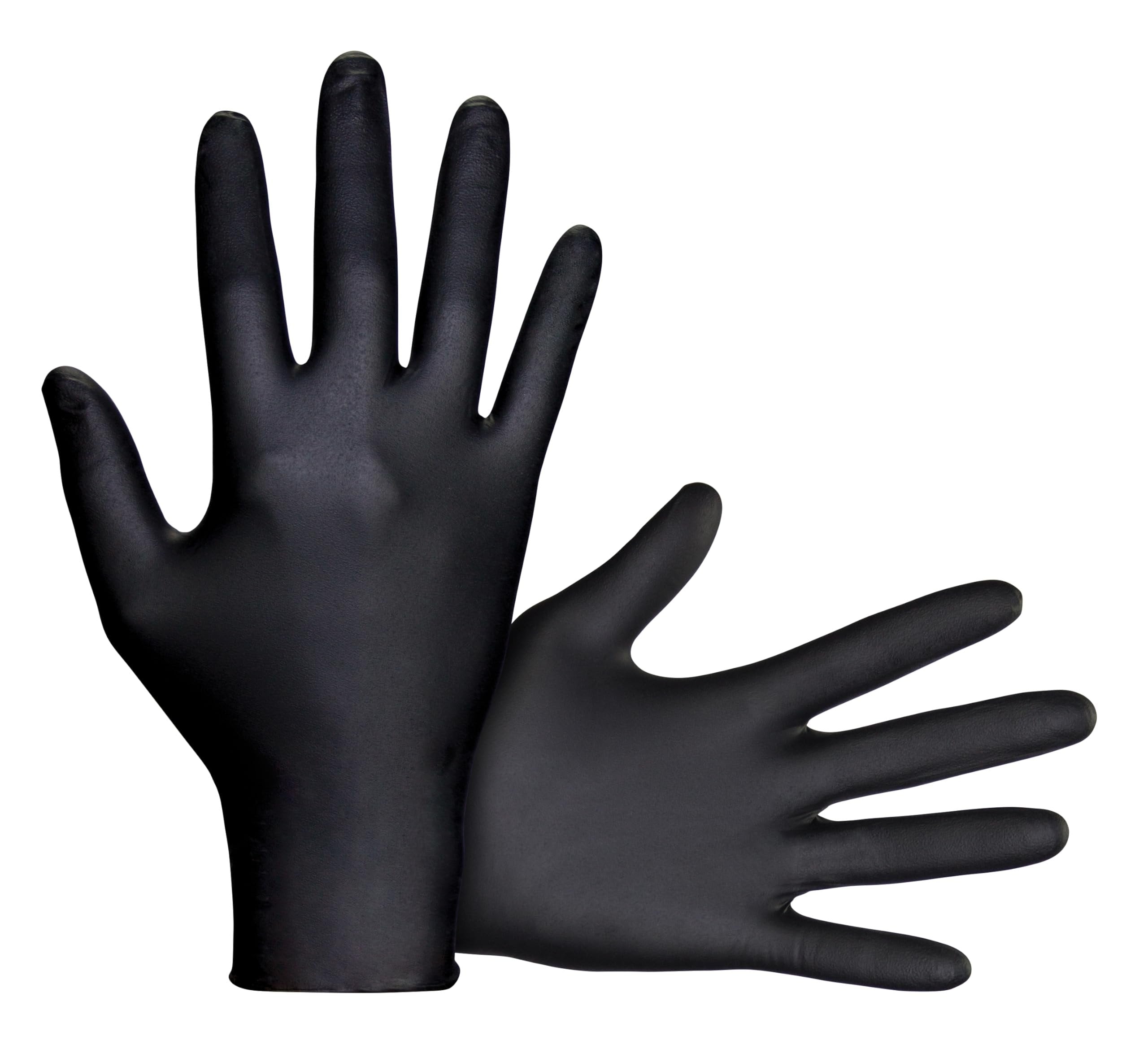 10 Pack SAS Safety 66517 Raven 6 mil Black Nitrile Disposable Gloves 7 Mil - Medium (10 boxes of 100 each)