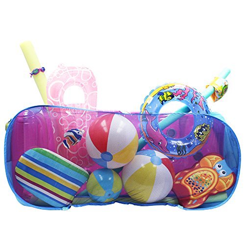 POOL BLASTER Water Tech Pool Pouch – Versatile Pool Storage Organizer for Floats, Balls, Inflatable Toys, Noodles, Patio Accessories - Heavy Duty Reinforced Attaches to Pool, Fence or Free Standing