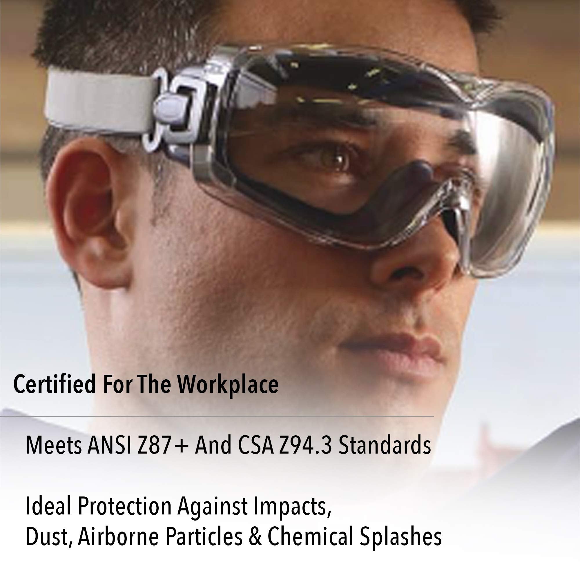 Uvex Stealth OTG Safety Goggles with Clear HydroShield Anti-Fog Lens & Neoprene Headband (S3970HS)