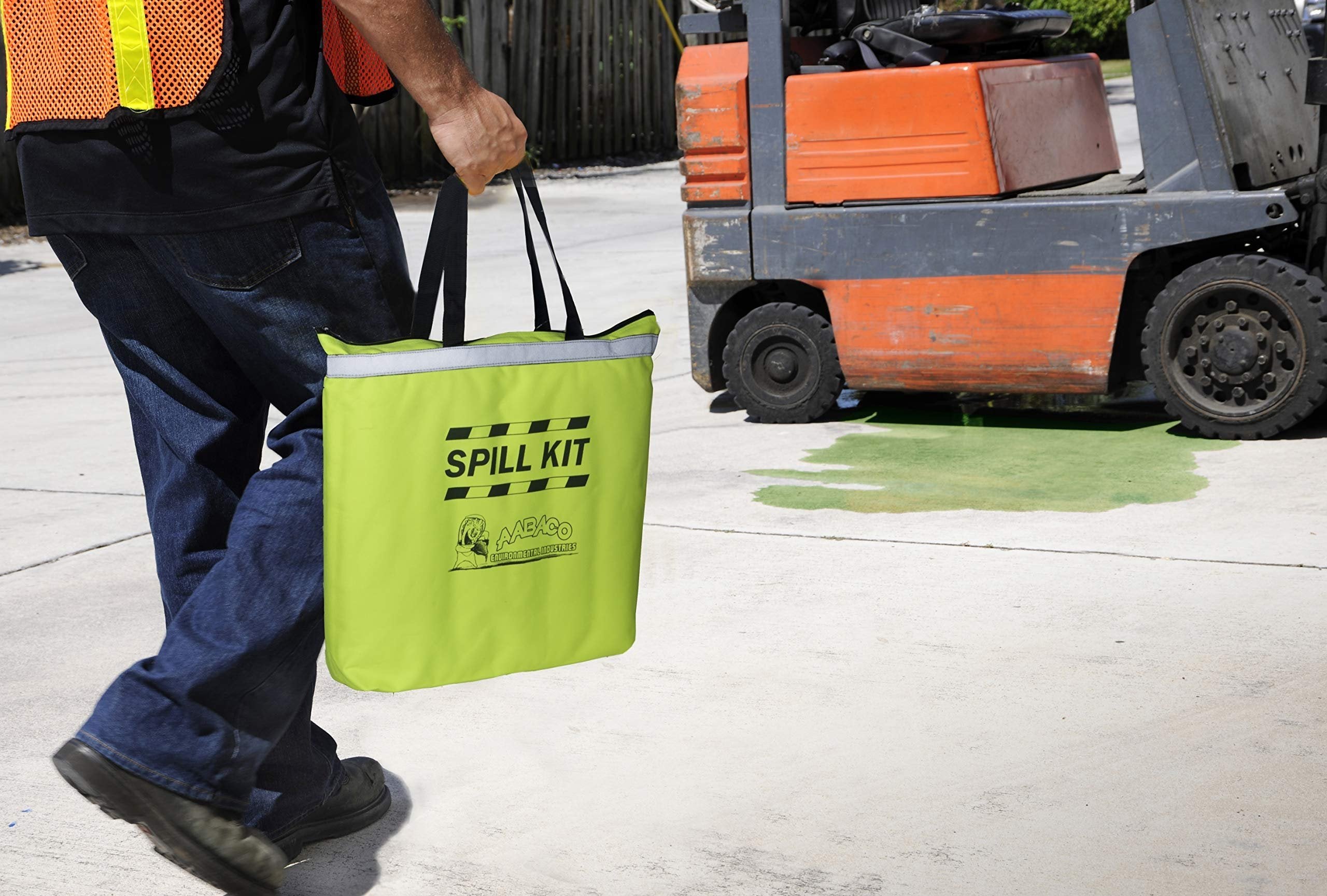 AABACO Universal Spill KIT – Perfect Spill Kits for Trucks - in Portable High Visibility Yellow Tote Bag –for Spill Response – Chemical Or Oil Containment - 2 Kits