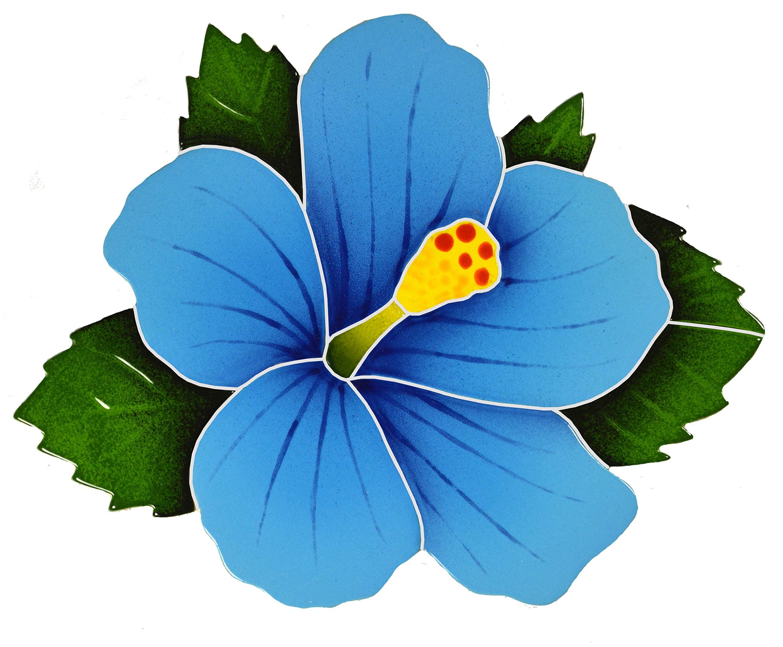 Artistry in Mosaics Hibiscus Ceramic Swimming Pool Mosaic (9" x 10", Blue)