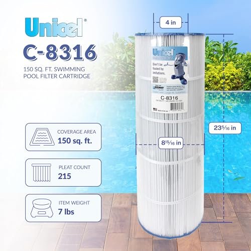 Unicel C-8316 150 Square Foot Media Replacement Pool Filter Cartridge with 215 Pleats, Compatible with Hayward Pool Products