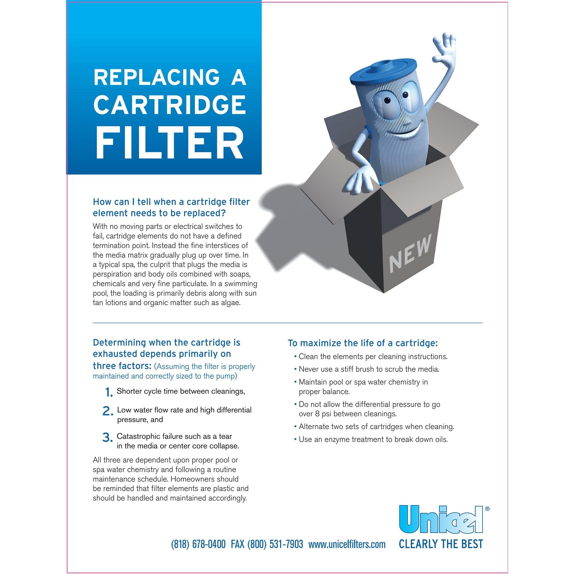 Unicel Replacement Filter Cartridge for 50 Square Foot Coleman/Maax Spas