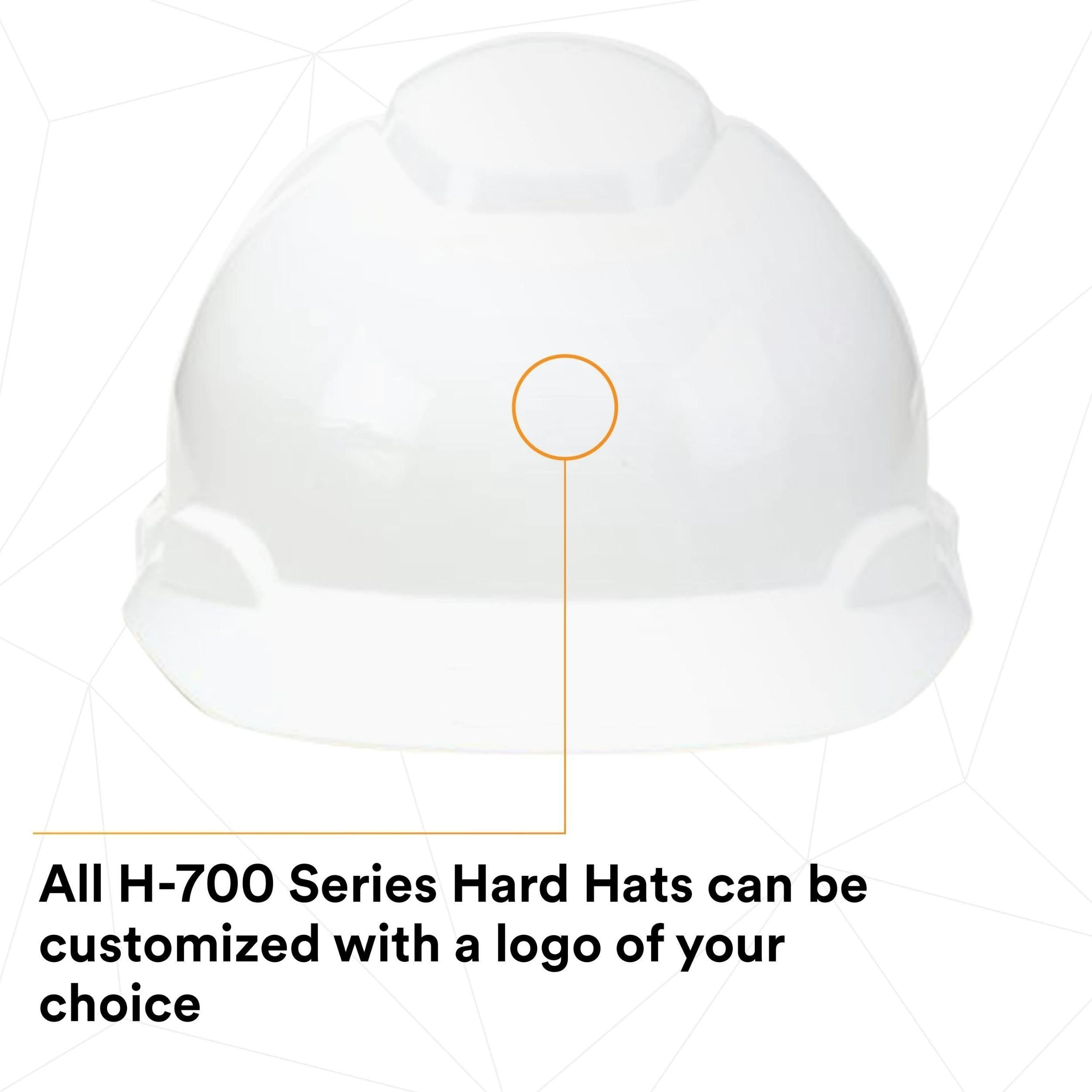 3M™ Hard Hat, White 4-Point Ratchet Suspension H-701R