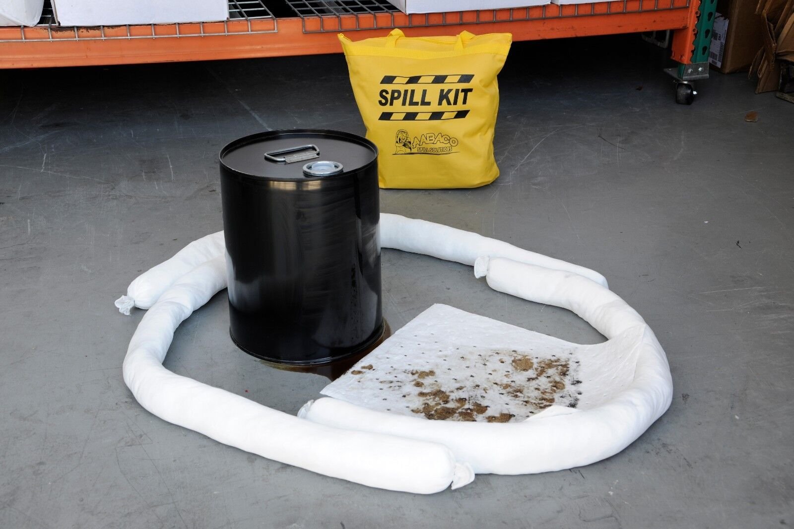 AABACO Oil Only SPILL KIT – Absorbs OIL and FUEL SPILLS – Kits In Portable Bag