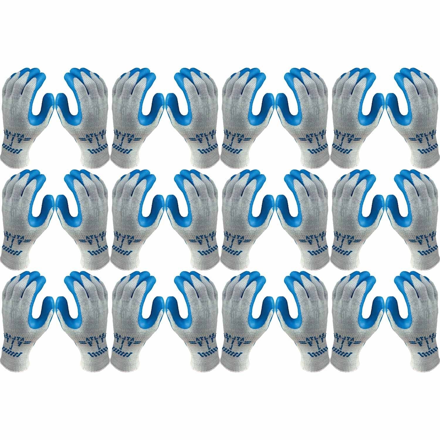 ATLAS Fit 300 Showa Latex Palm-Dipped Blue Medium Rubber Work Gloves, 24-Pairs