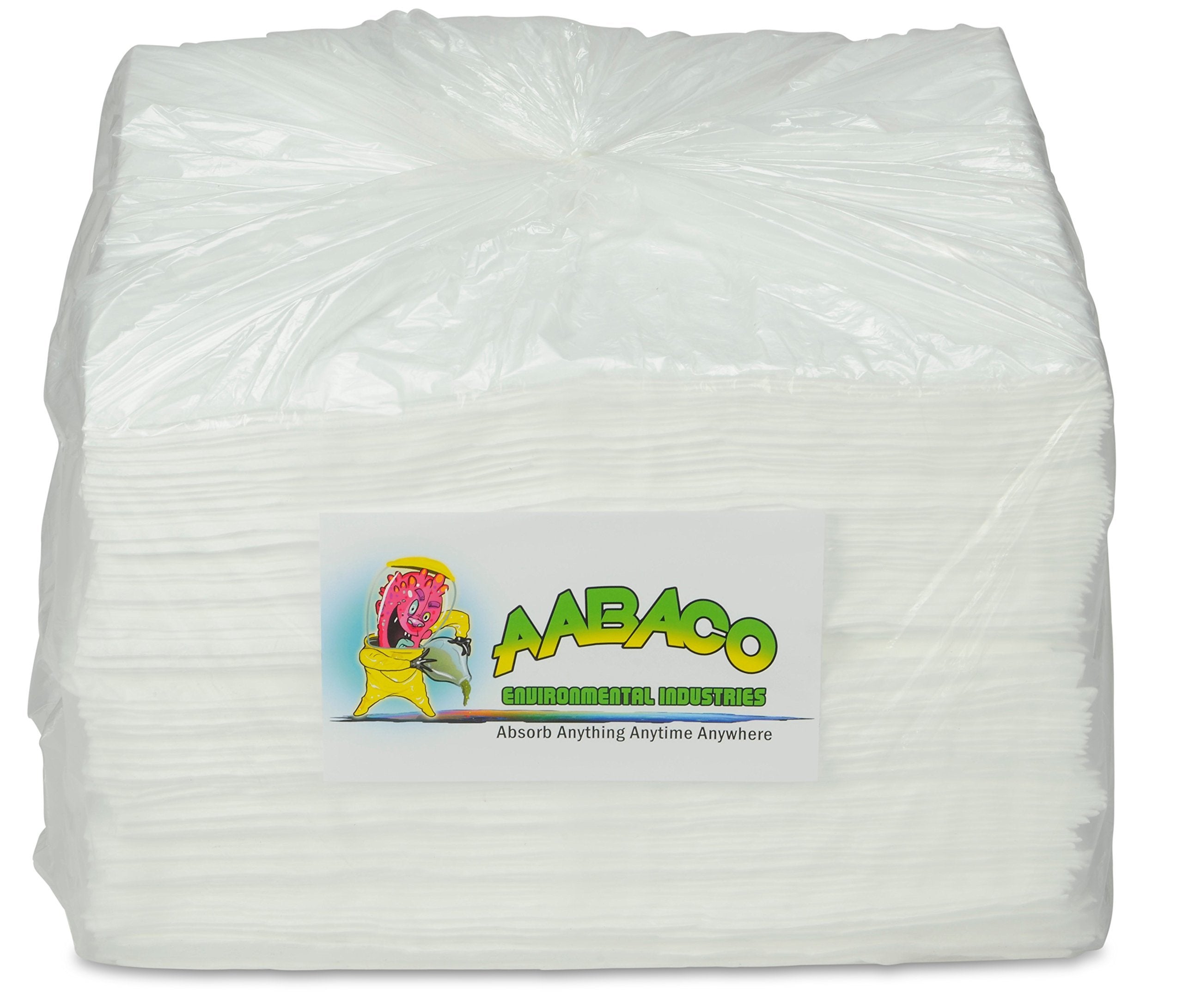 AABACO Oil Only ABSORBENT PADS – Light Weight Sheets (200ct Per Pack) 15 x 17 Inch LightWeight Absorbing Sheets for OIL and FUEL SPILLS – Repels Water 24 Gallon Absorbency – Cleanup & Automotive (400)