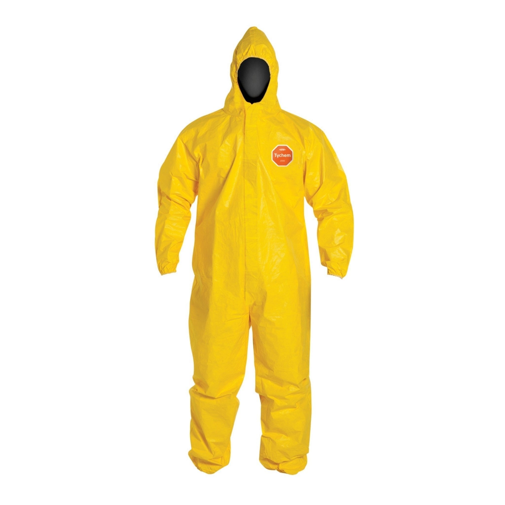 DuPont QC127S- Pack of 1: Tychem 2000 Standard Fit Hood Stormflap Elastic Wrists and Ankles Serged Seam, Yellow