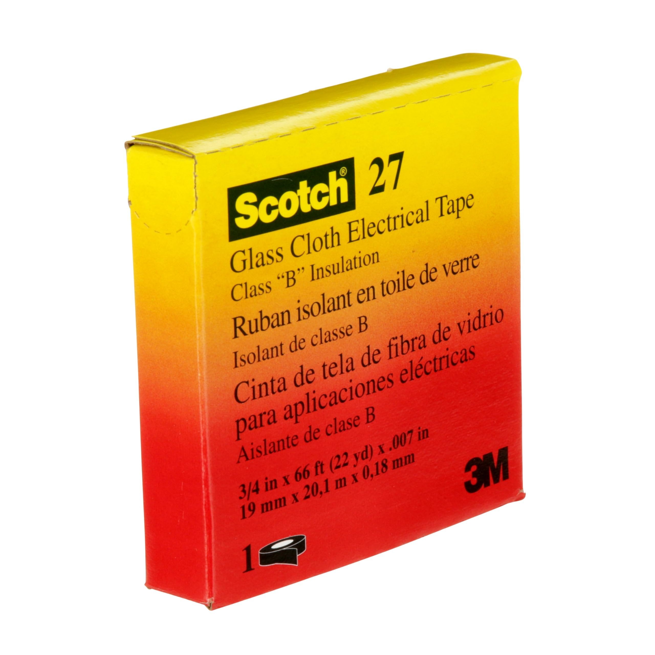 3M™ Glass Cloth Electrical Tape 27, 3/4 in x 66 ft, 1 Roll/Carton
