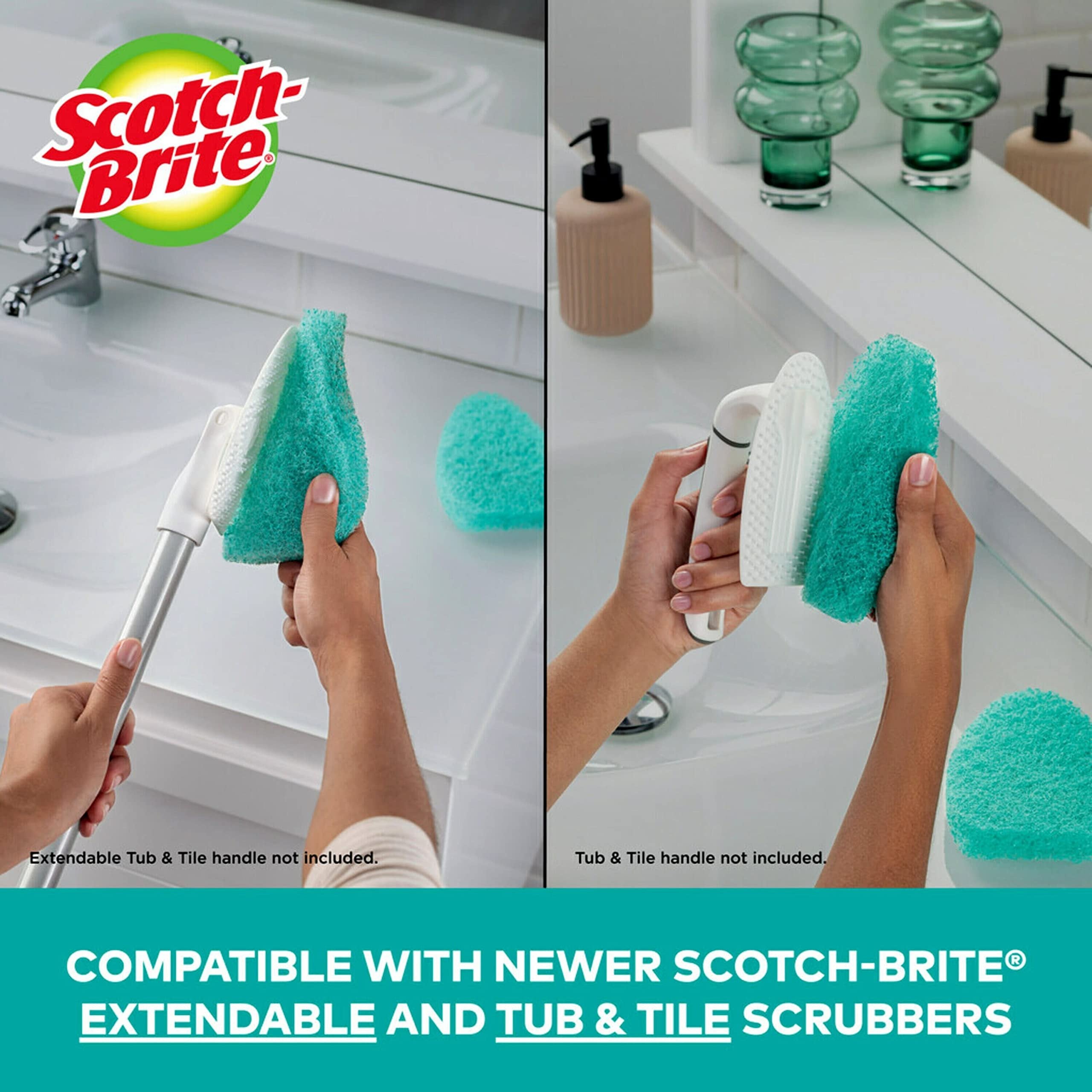 Scotch-Brite Non-Scratch Tub & Tile Scrubber Refill Pads, (Pack of 6)