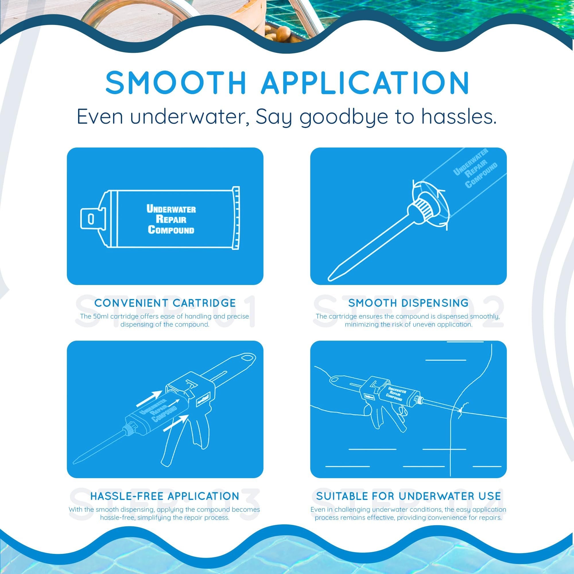 AQUABOND Underwater Swimming Pool Repair Epoxy Kit for Pools and Spas