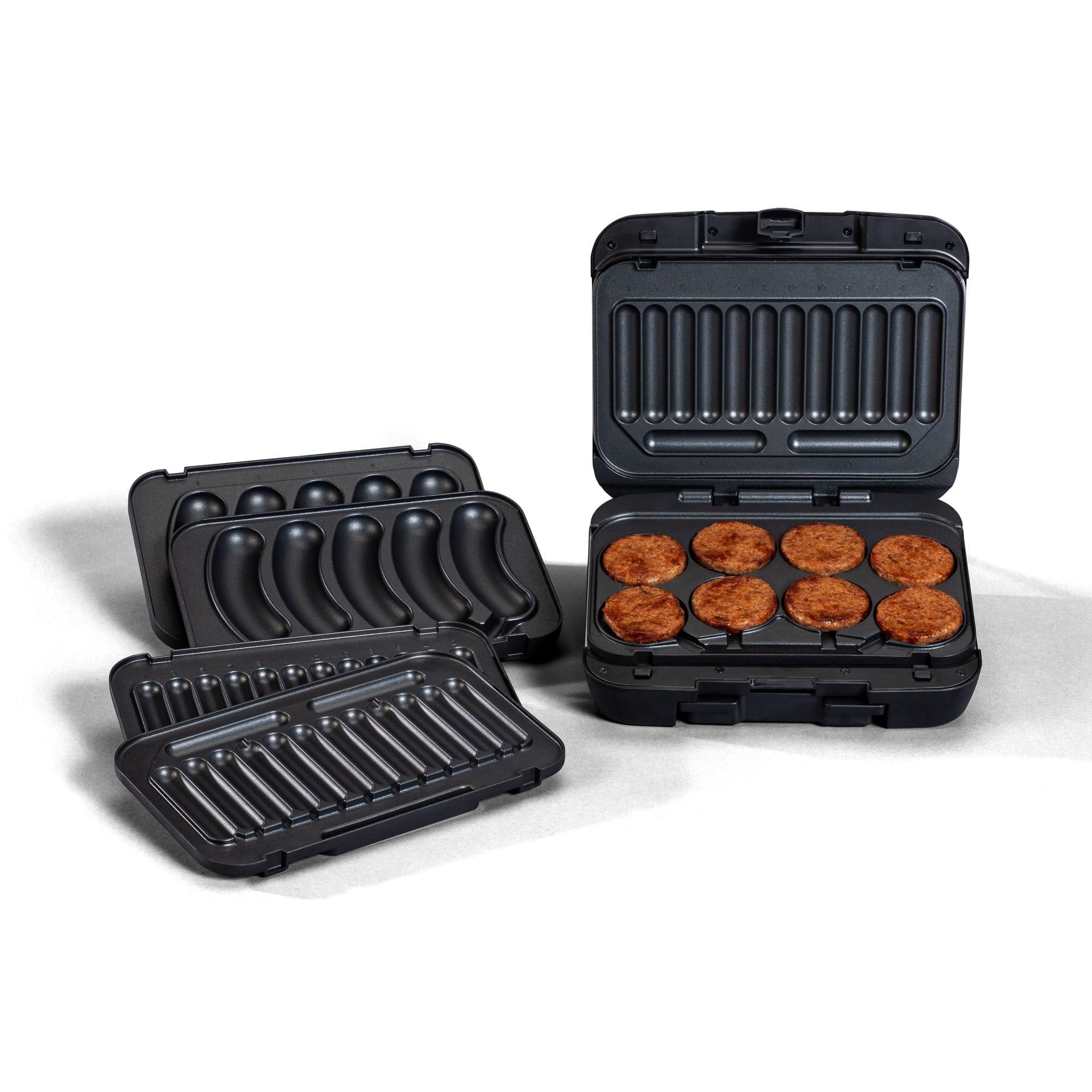 JOHNSONVILLE SIZZLING SAUSAGE GRILL Johnsonville BTG0500 Sizzling Sausage 3-in-1 Indoor Electric Grill, Large, Black