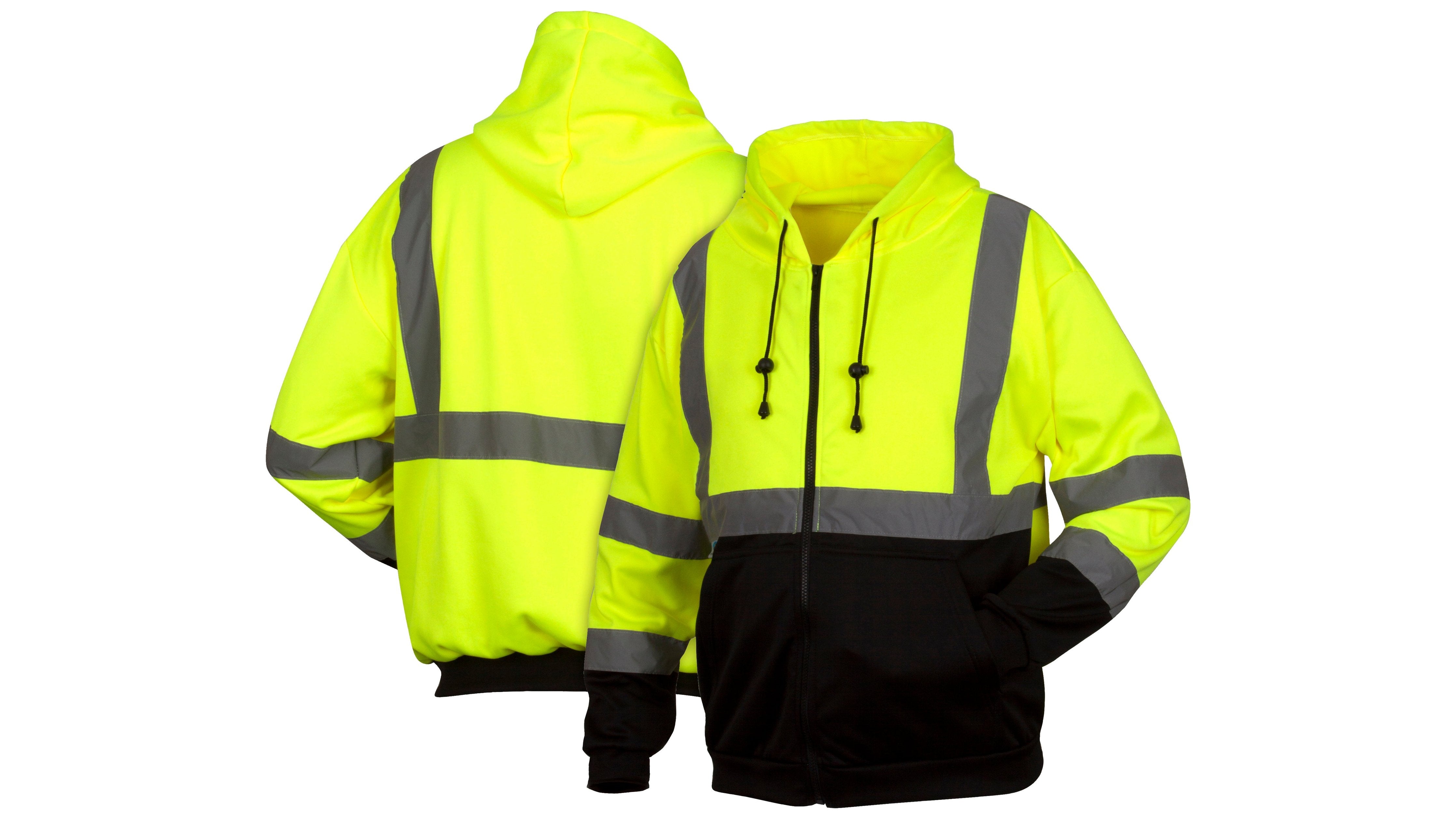 PYRAMEX RSZH3210: Type R - Class 3 Hi-Vis Lime Zippered Sweatshirt