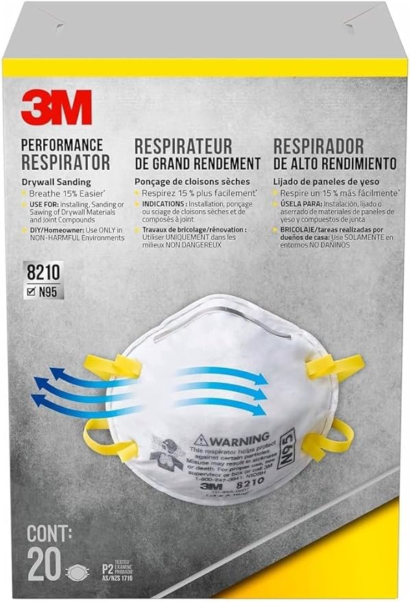 3M 8210 N95 Disposable Particulate Respirator (Pack of 20)