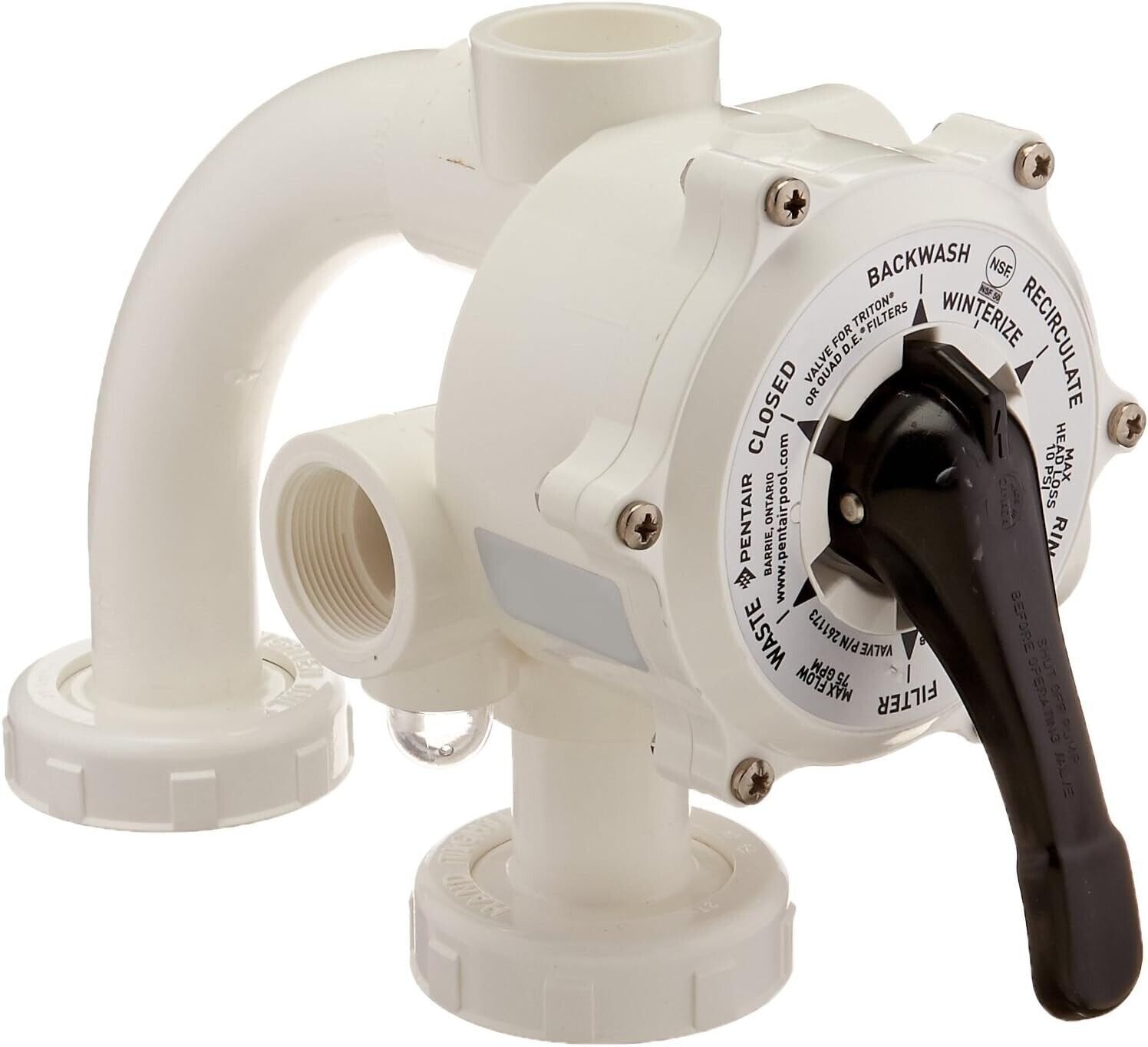 Pentair 1 1/2" Quad D.E. Filter Multiport Valve 261173