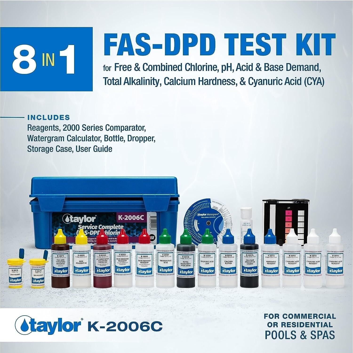 TAYLOR FAS-DPD Service Complete™ Test Kit for Chlorine/pH/Alkalinity/Hardness/CY