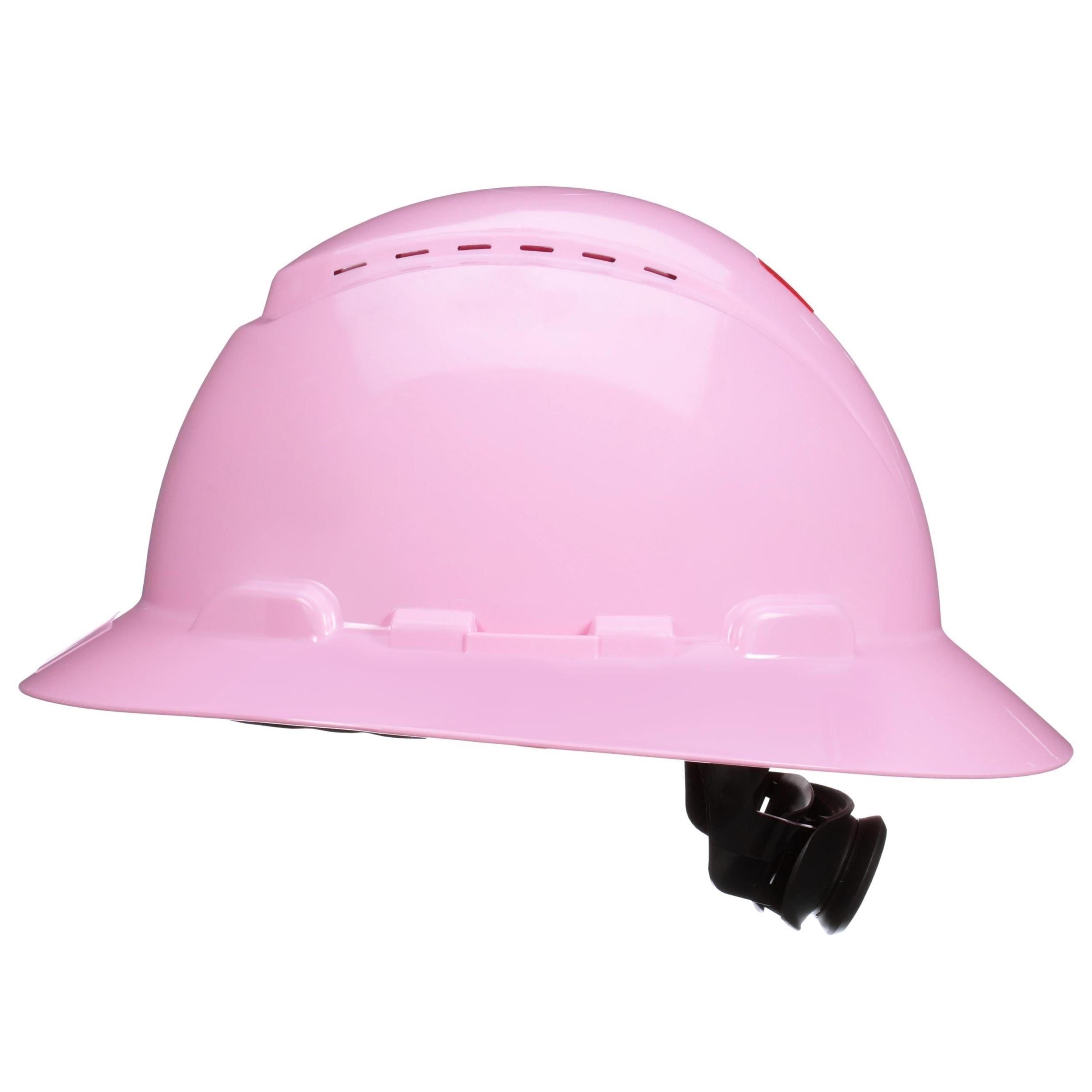 3M™ SecureFit™ Full Brim Hard Hat H-813SFV-UV, Pink, Vented, 4-Point Pressure Diffusion Ratchet Suspension, with UVicator