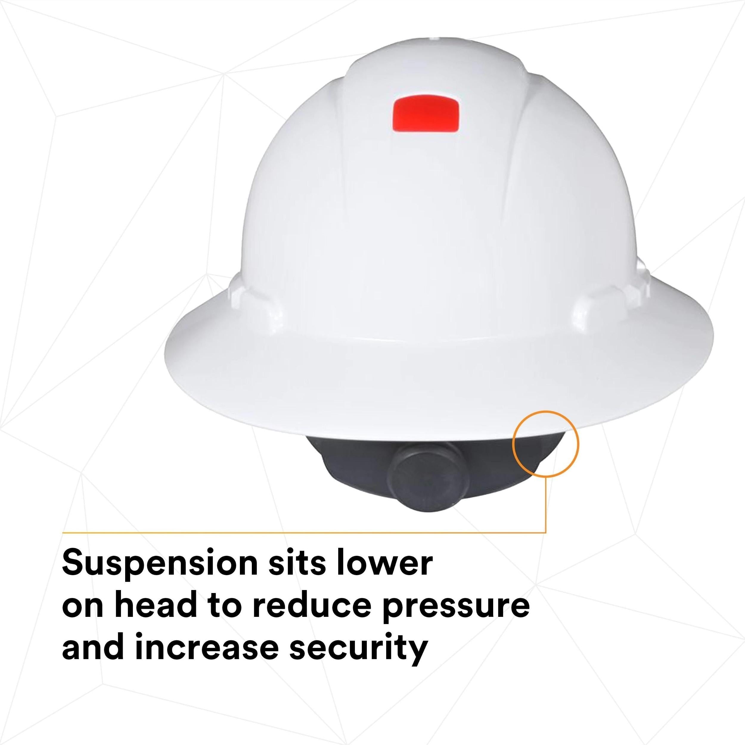 3M™ Full Brim Hard Hat H-801R-UV, White 4-Point Ratchet Suspension, with Uvicator