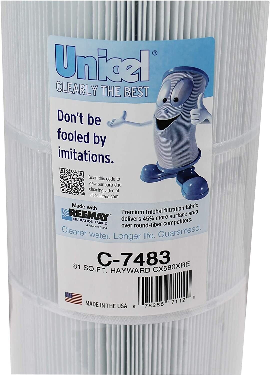 Unicel C-7483 Spa Replacement Cartridge Filter 81 Sq Ft Hayward Swim Clear C3025