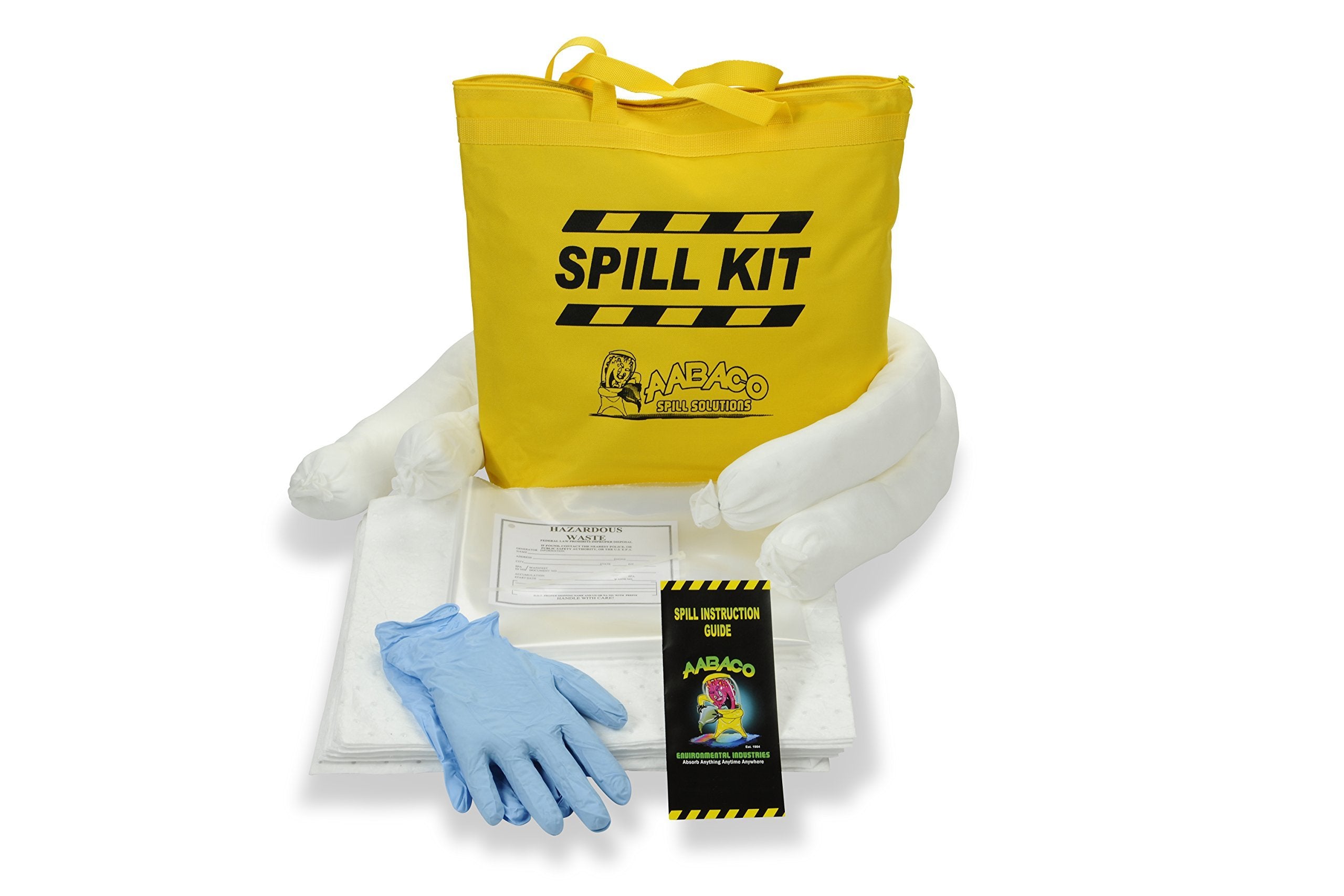Aabaco Oil Only Spill KIT – Absorbs Oil and Fuel Spills – Repels Water – Kits in Portable Yellow Tote Bag for Trucks – Economical Absorbent (3 Kits)