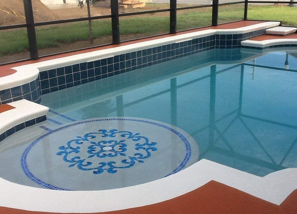Artistry in Mosaics Tuscan Medallion Ceramic Swimming Pool Mosaic (42" x 42", Blue)