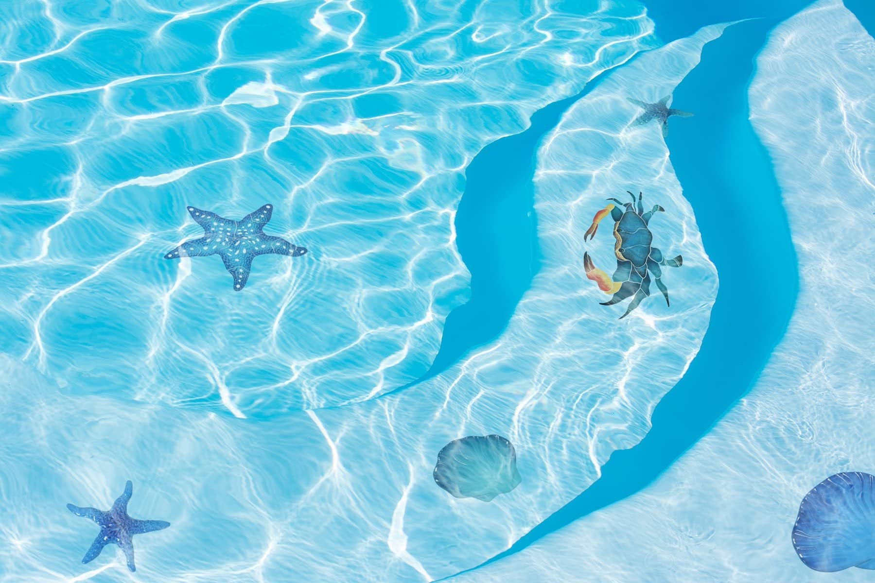 Artistry in Mosaics Mini Starfish Ceramic Swimming Pool Mosaic (5", Light Blue)