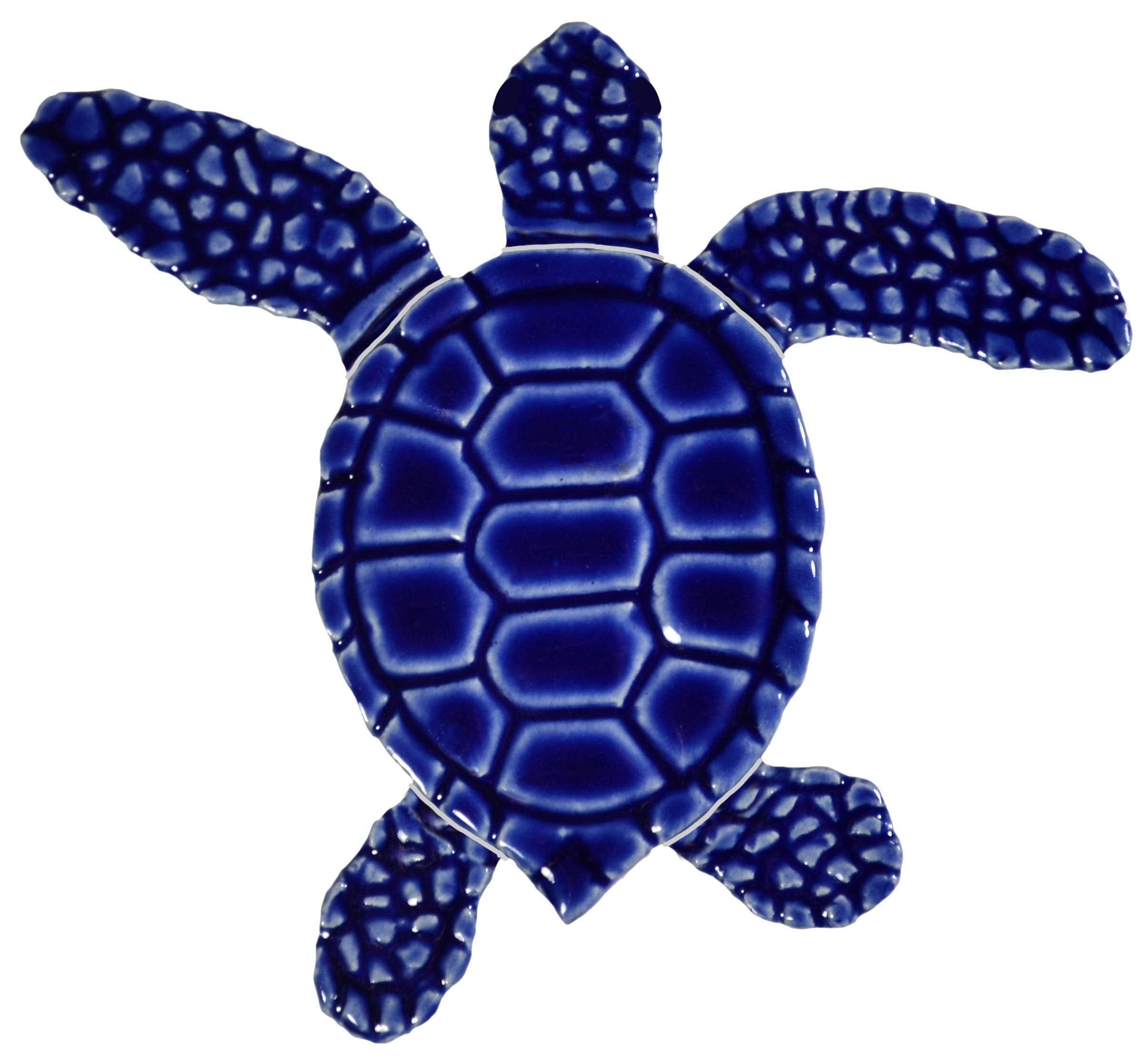 Artistry in Mosaics Mini Loggerhead Turtle Ceramic Swimming Pool Mosaic (Style C - 4", Blue)