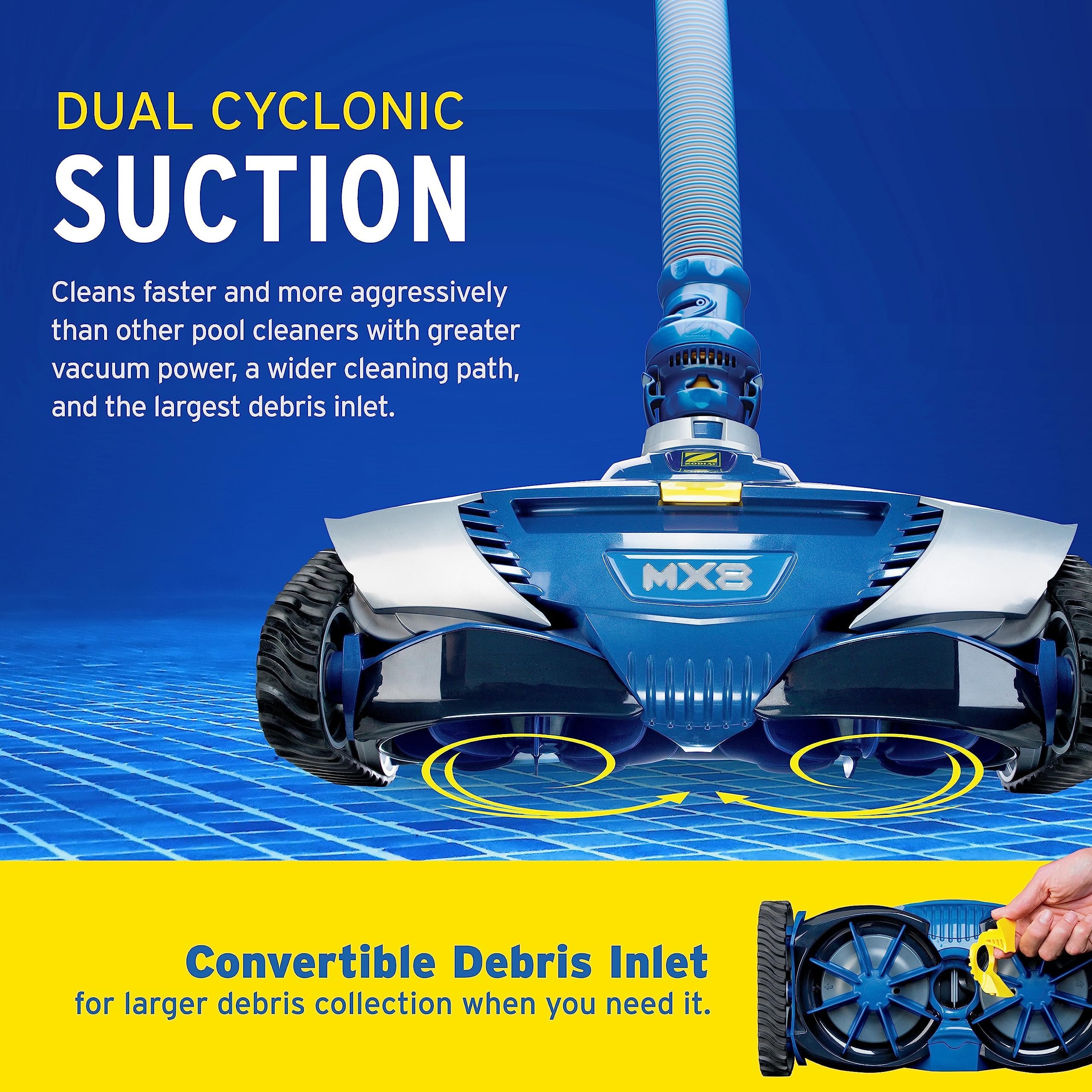 Zodiac MX8 Suction Pool Cleaner for All In-Ground Pool Surfaces, 39 ft Reach, Excellent Traction for All Surfaces