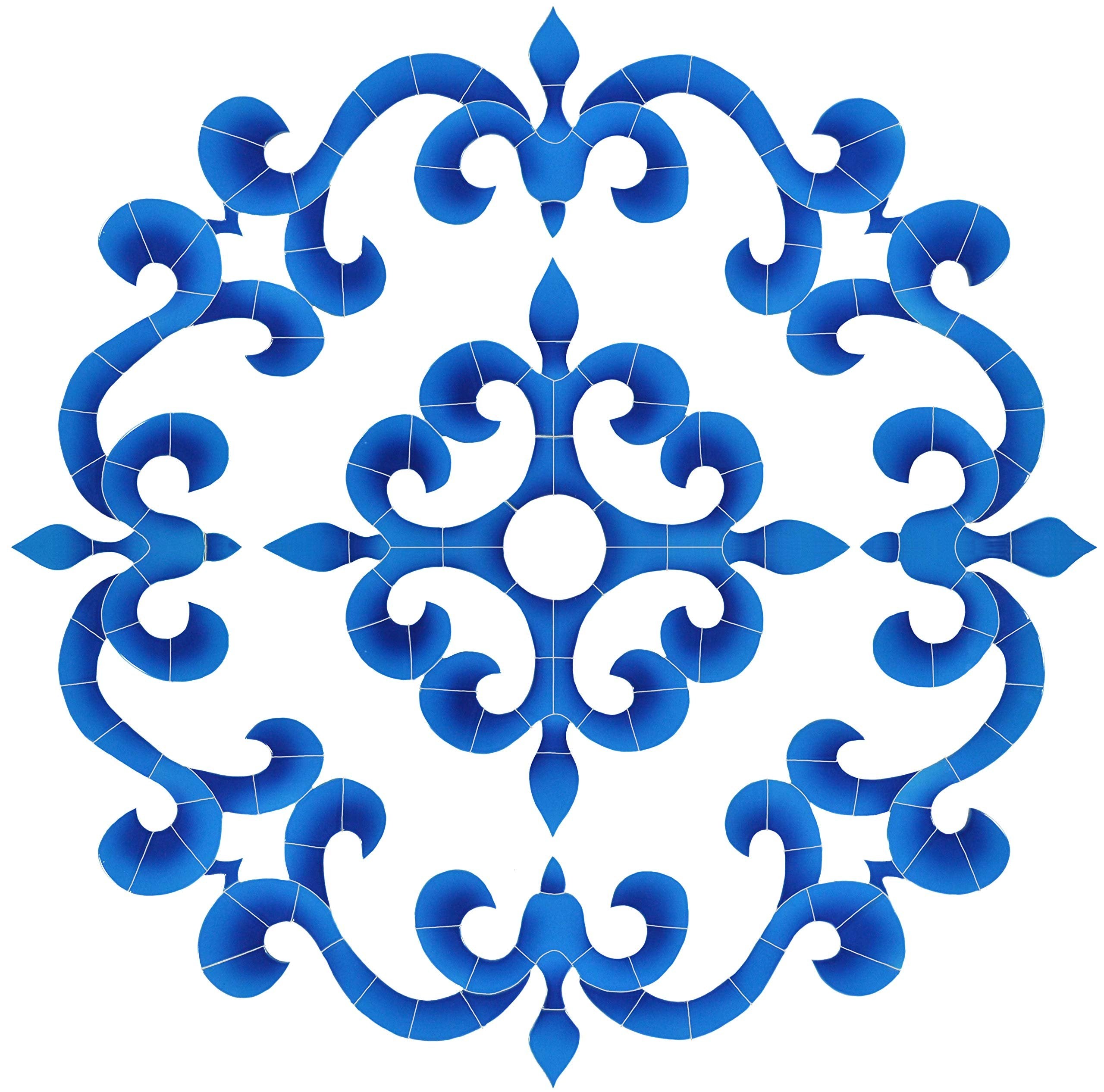 Artistry in Mosaics Tuscan Medallion Ceramic Swimming Pool Mosaic (42" x 42", Blue)