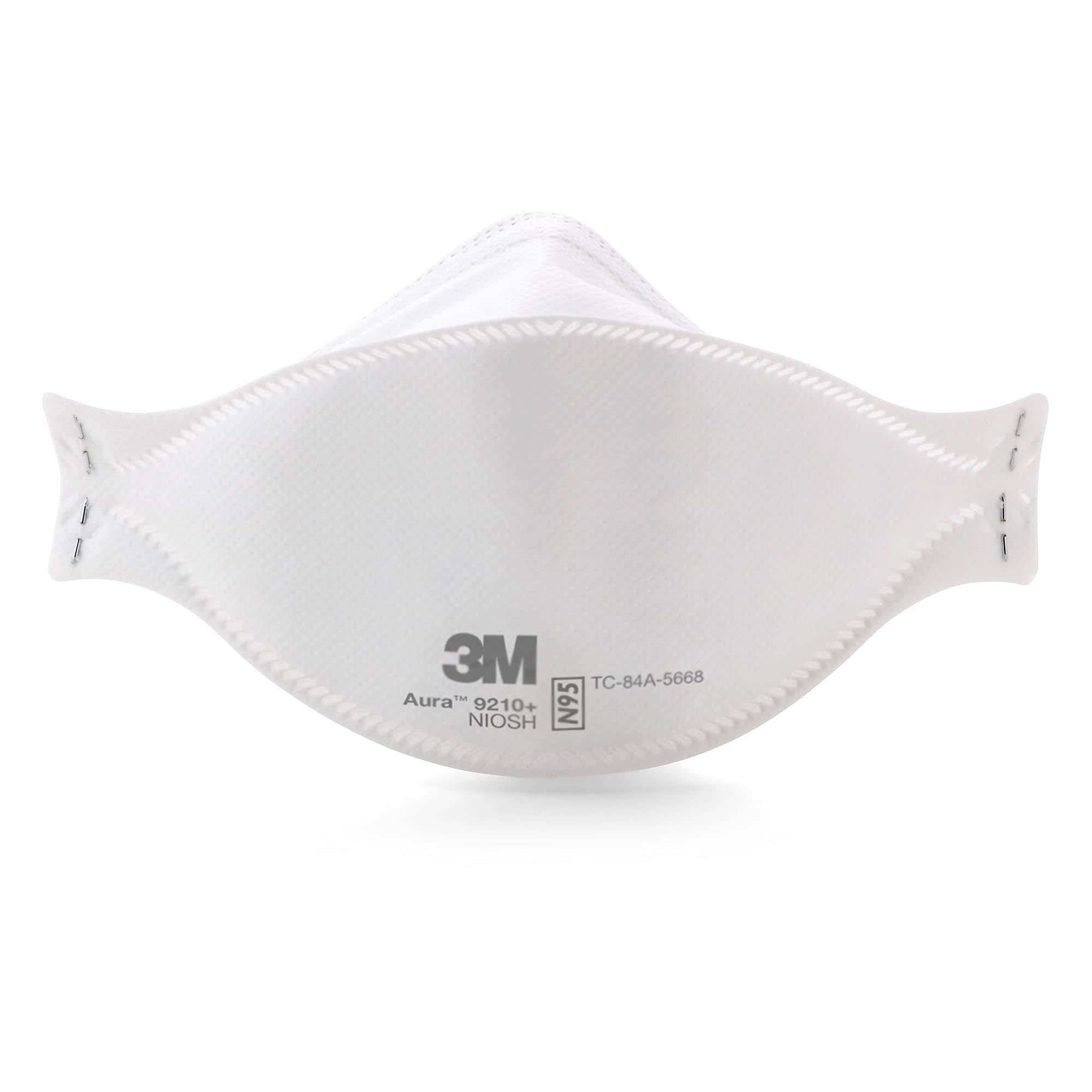 3M Aura Particulate Respirator 9210+, N95, Pack of 240 Disposable Respirators, NIOSH APPROVED, Convenient Individually Wrapped, Stapled Flat Fold Design, Low Profile Design Reduces Eyewear Fogging