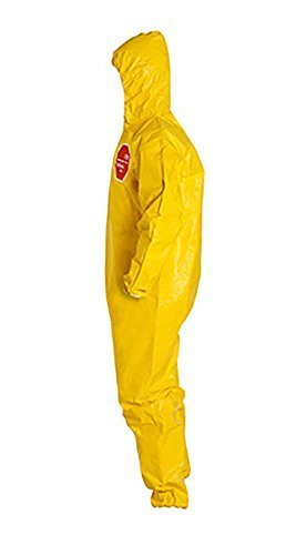 Tychem® 2000 Coverall, Serged Seams, Attached Hood, Elastic Wrists and Ankles, Zipper Front, Storm Flap, Yellow