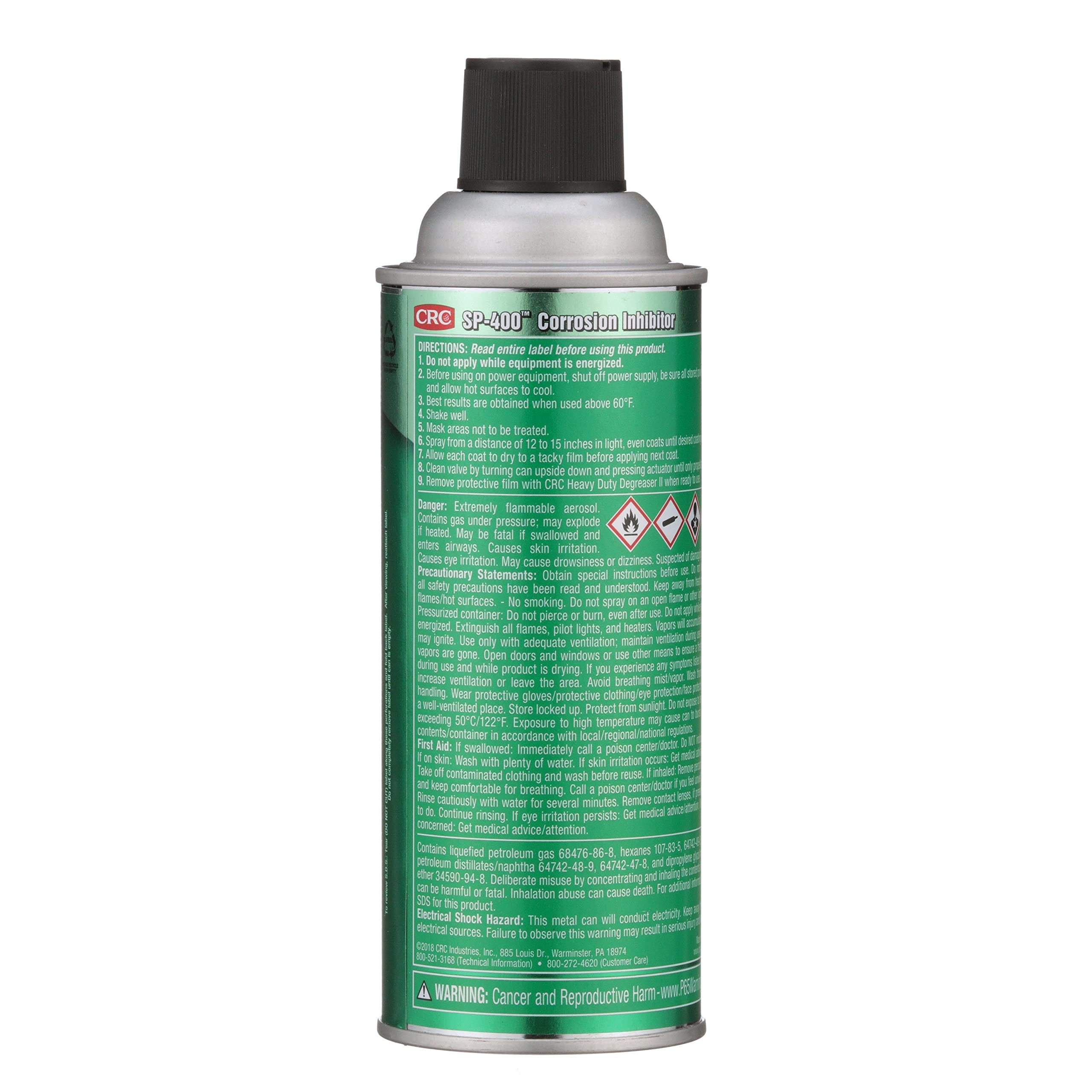 CRC Sp-400 Corrosion Inhibitor, 10 Wt Oz, Seals Out Moisture Completely For All Bare Metals, Long-Term Indoor/Outdoor Protection, NSF H2 Registered, Aerosol Spray