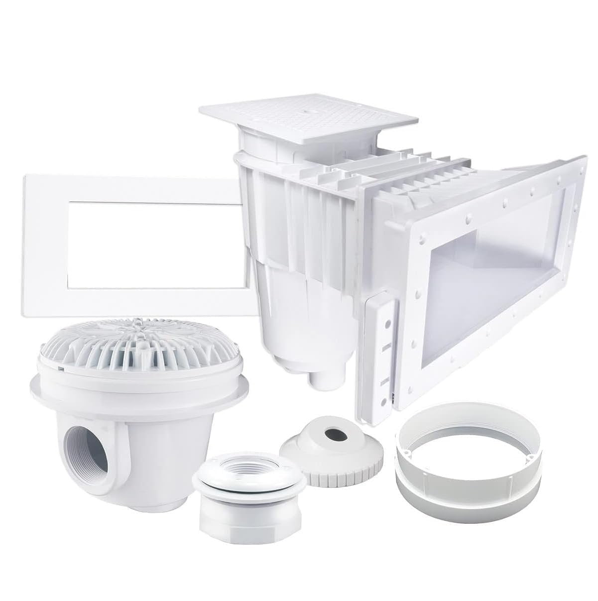 Custom Molded Products Vinyl Liner Skimmer Builders Kit Assembly, Wide Mouth, White #25160-110-900