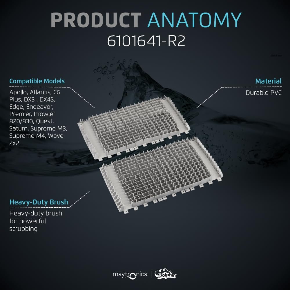 Dolphin Genuine Replacement Part — Front and Rear Grey Brushes (2PK) — Part Number 6101641-R2