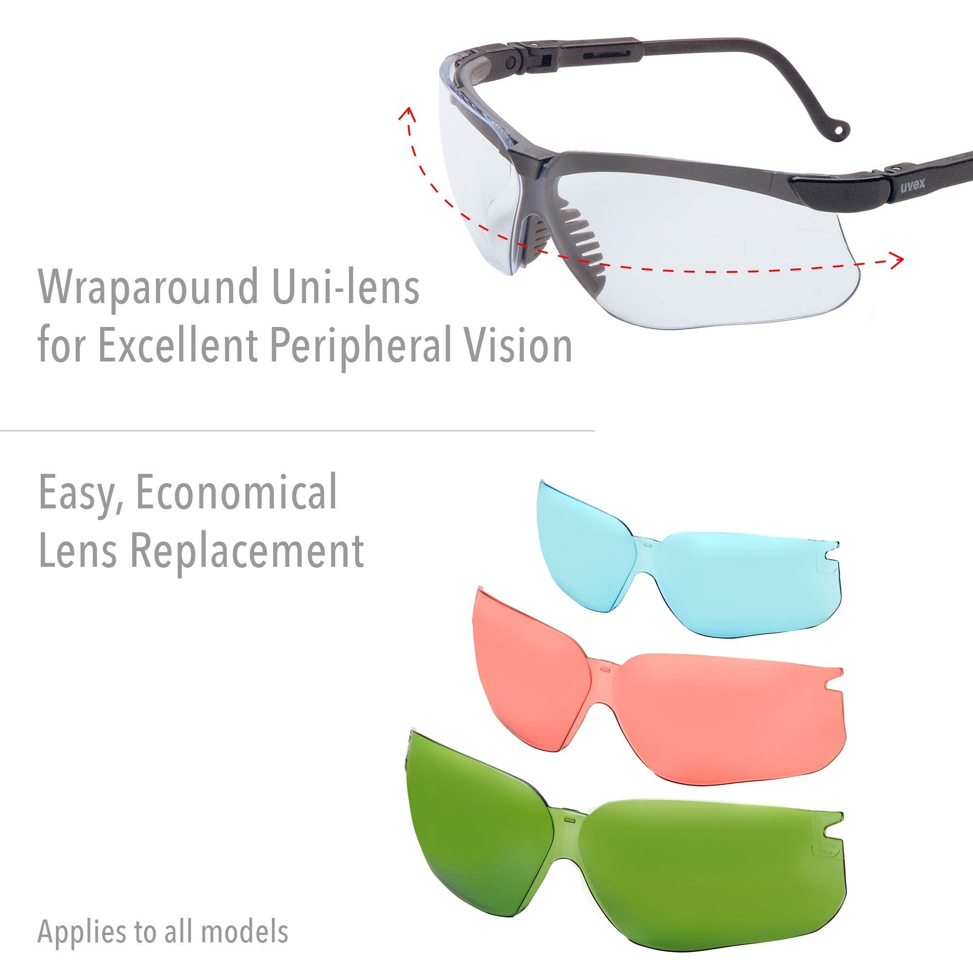 UVEX by Honeywell S3200HSGenesis Safety Glasses with Uvextreme Anti-Fog Coating, Black Frame