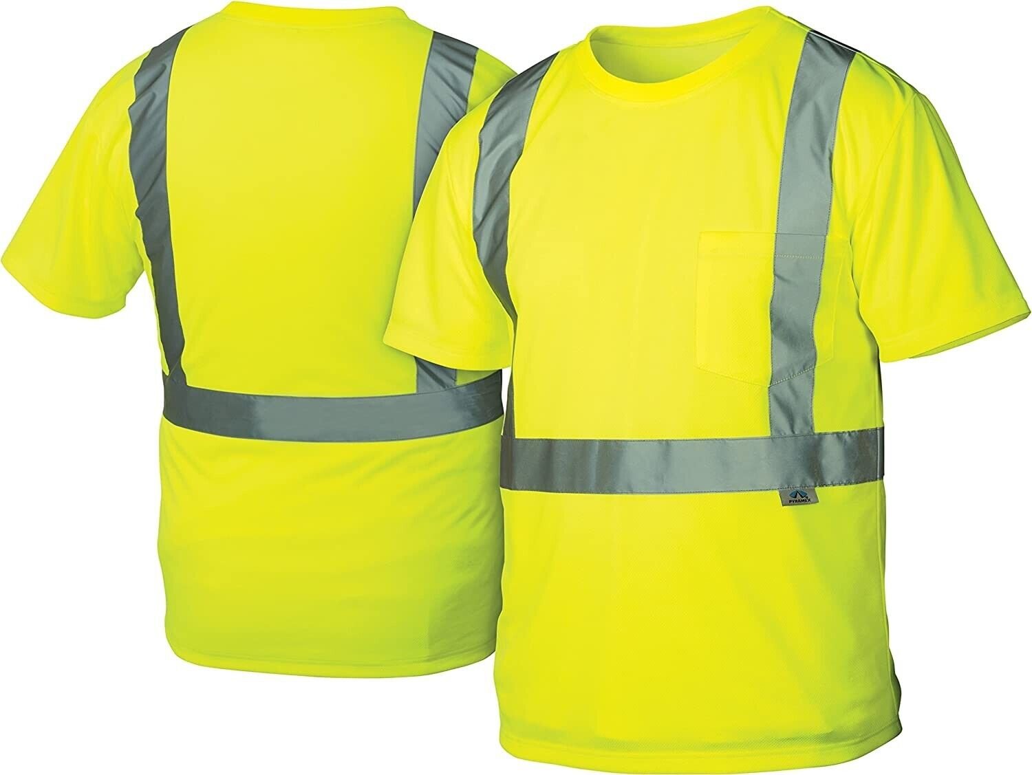 Pyramex RTS2110L Class 2 T-Shirt, Large, Hi-Vis Lime