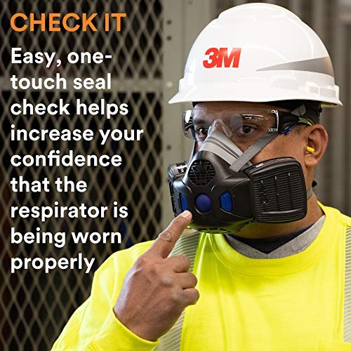 Secure Click 3M Respirator, Half Face Reusable Respirator with Speaking Diaphragm and Push Button Seal Check