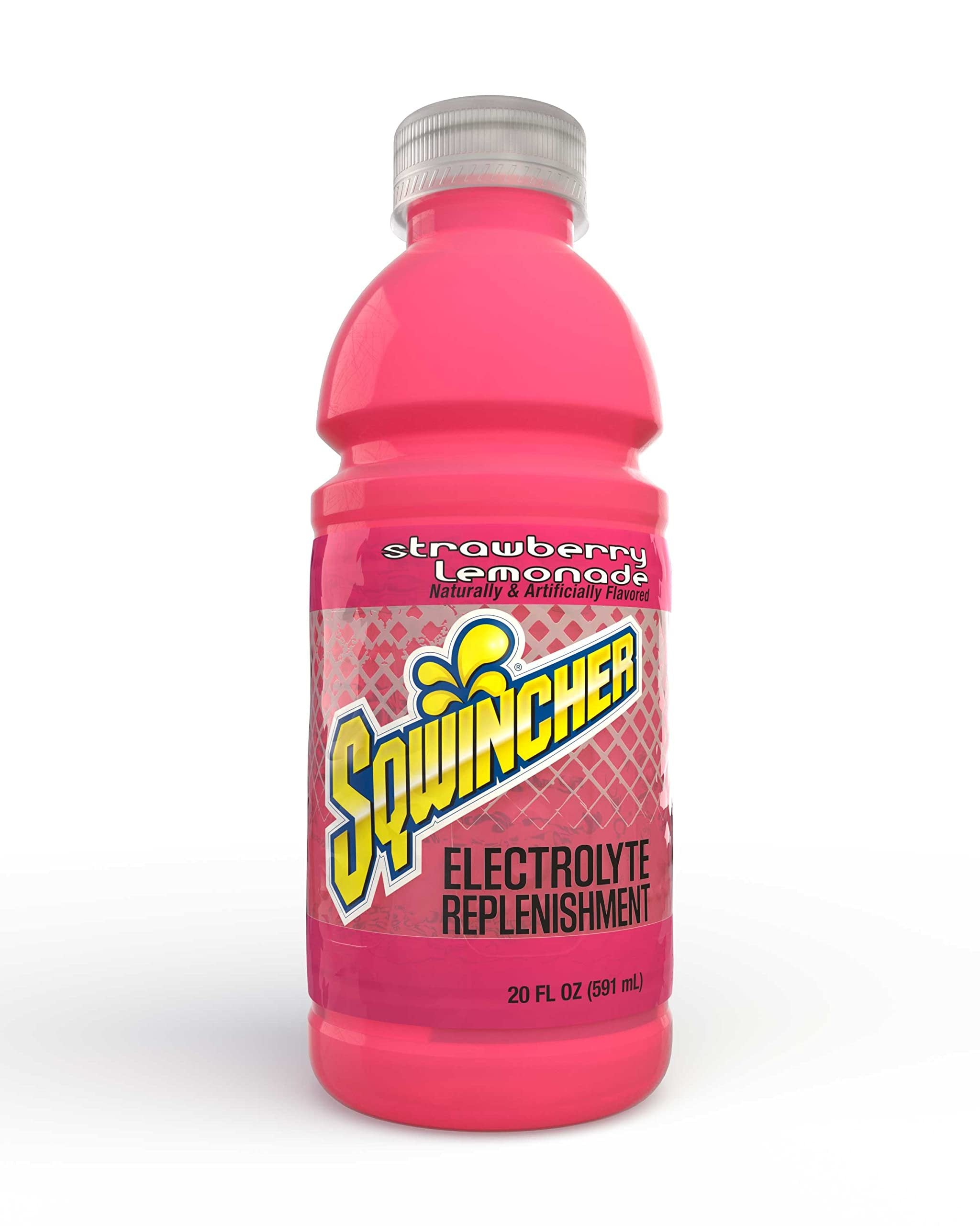 Sqwincher 20 oz Wide Mouth Ready to Drink Electrolyte Replacement Bottle, Strawberry Lemonade 030536-SL (Case of 24)