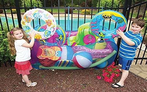 POOL BLASTER Water Tech Pool Pouch – Versatile Pool Storage Organizer for Floats, Balls, Inflatable Toys, Noodles, Patio Accessories - Heavy Duty Reinforced Attaches to Pool, Fence or Free Standing