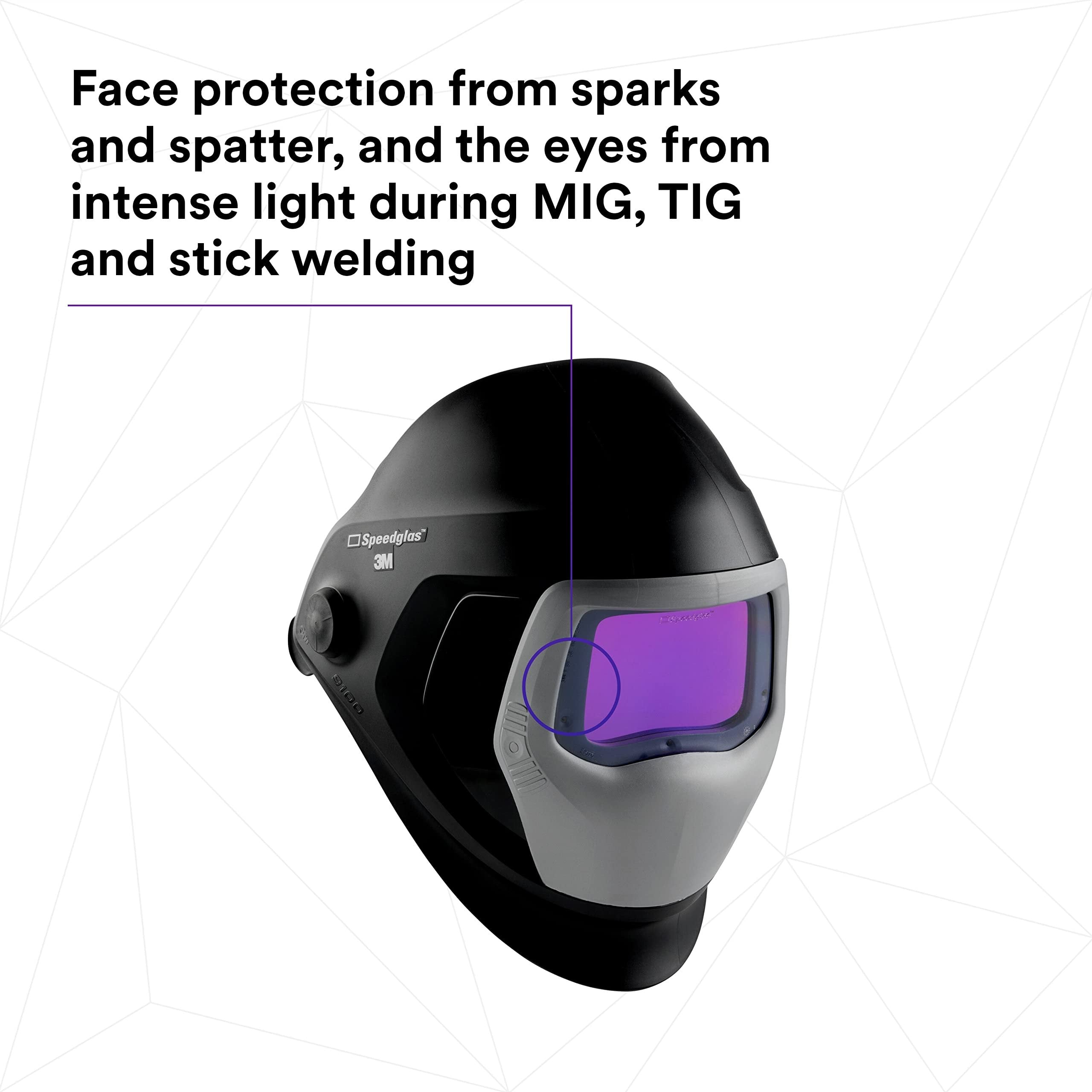 3M Speedglas Welding Helmet 9100, 06-0100-30iSW, with Auto-Darkening Filter 9100XXi 3 Arc Sensors for MMAW TIG MIG Tack Plasma Arc Welding and Grinding Mask, 1 Each