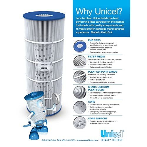 Unicel C-7490 137 Square Foot Media Replacement Pool Filter Cartridge with 176 Pleats, Compatible with Hayward Pool Products