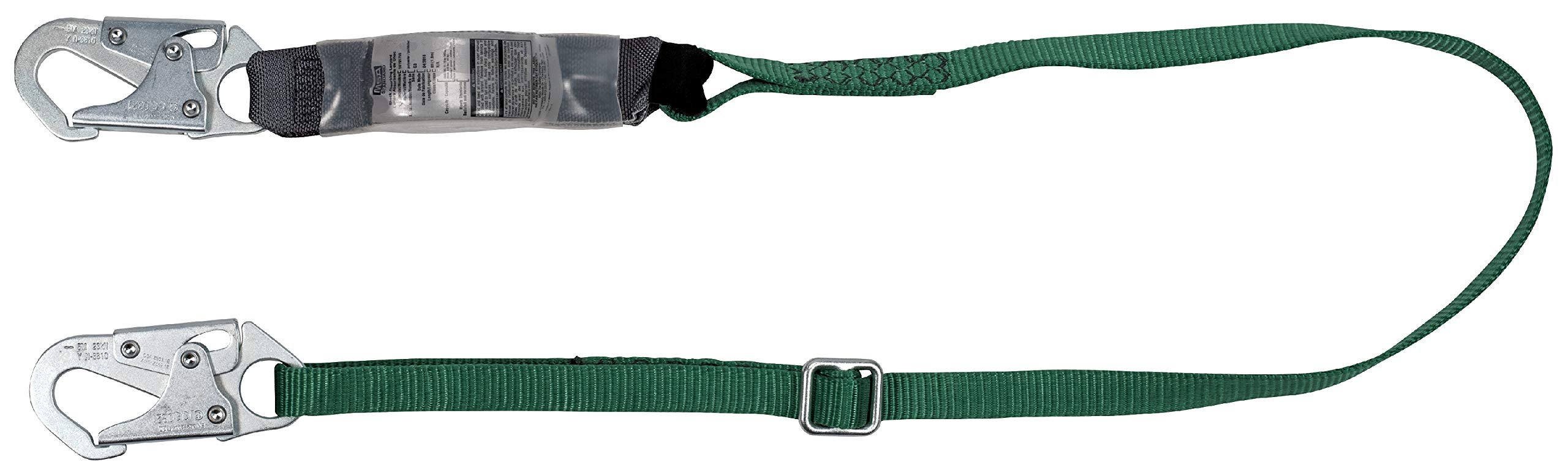 V-Series Standard Single-Leg Adjustable Energy Absorbing Lanyard, 6',36C Small snaphooks