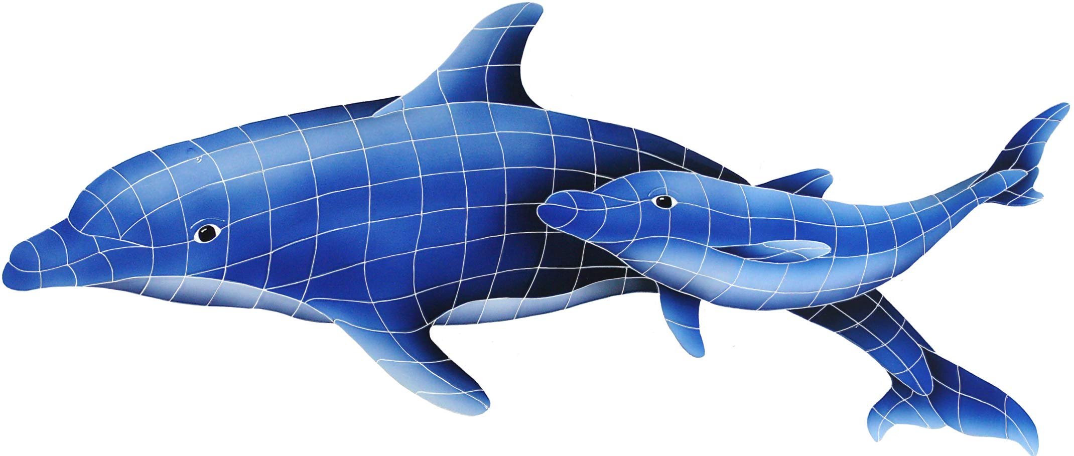 Dolphin Pair Ceramic Swimming Pool Mosaic (24" x 57")