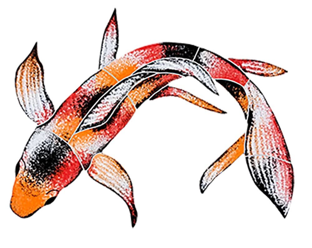 Artistry in Mosaics Koi Fish Ceramic Swimming Pool Mosaic (Style A, 7" X 10")