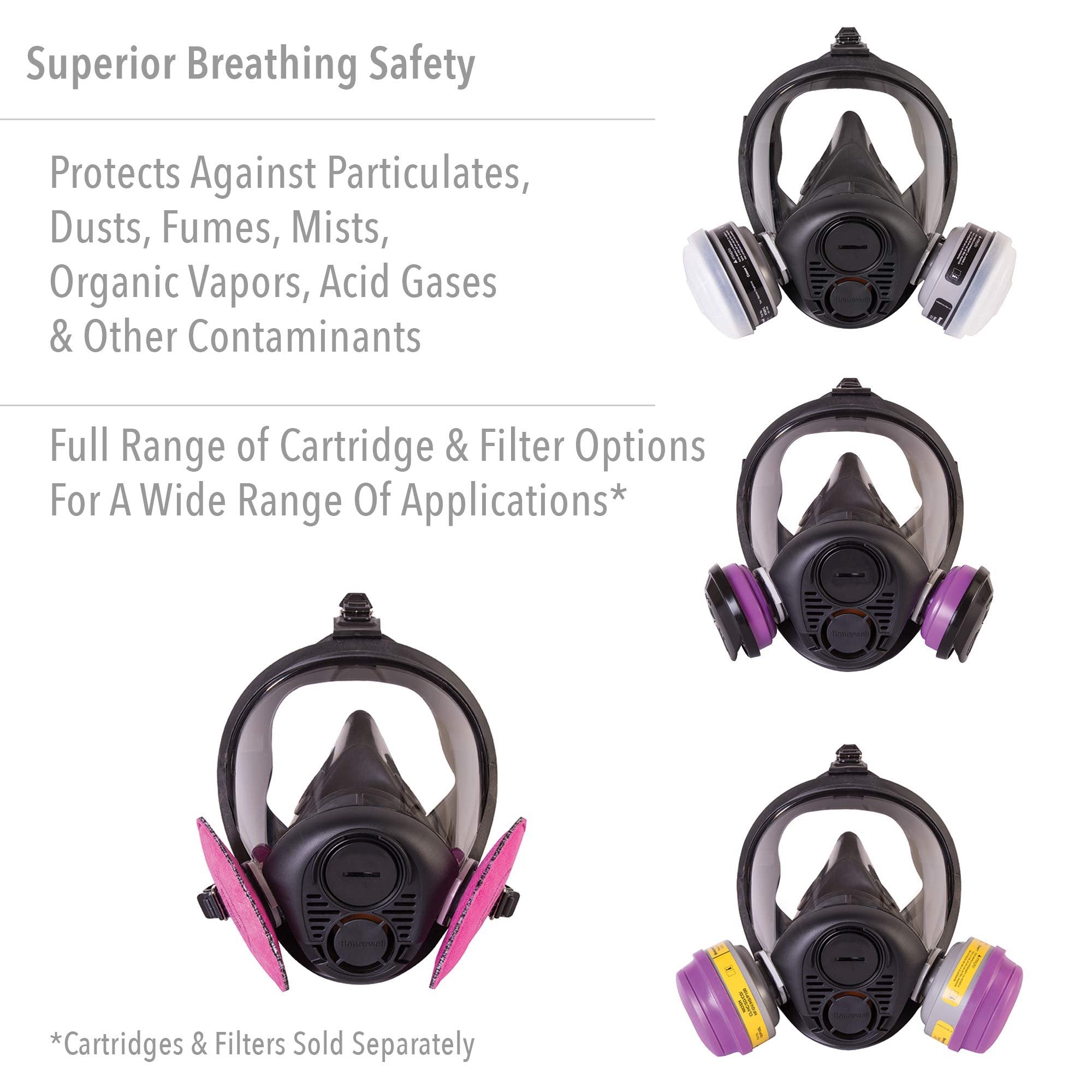 Honeywell North RU6500 Series Niosh-Approved Full Facepiece Silicone Respirator, Medium (RU65001M)