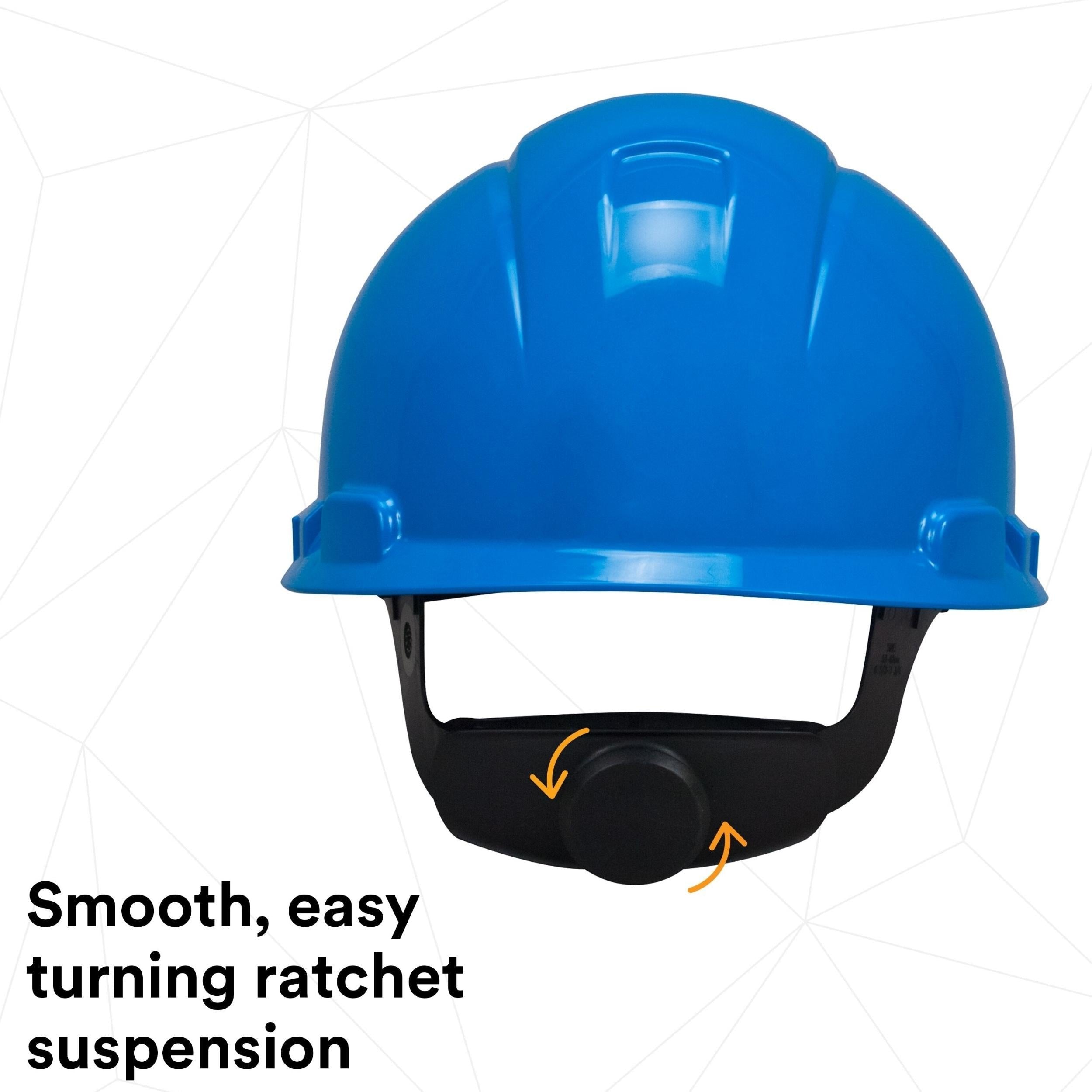 3M™ Hard Hat H-703R, Blue 4-Point Ratchet Suspension