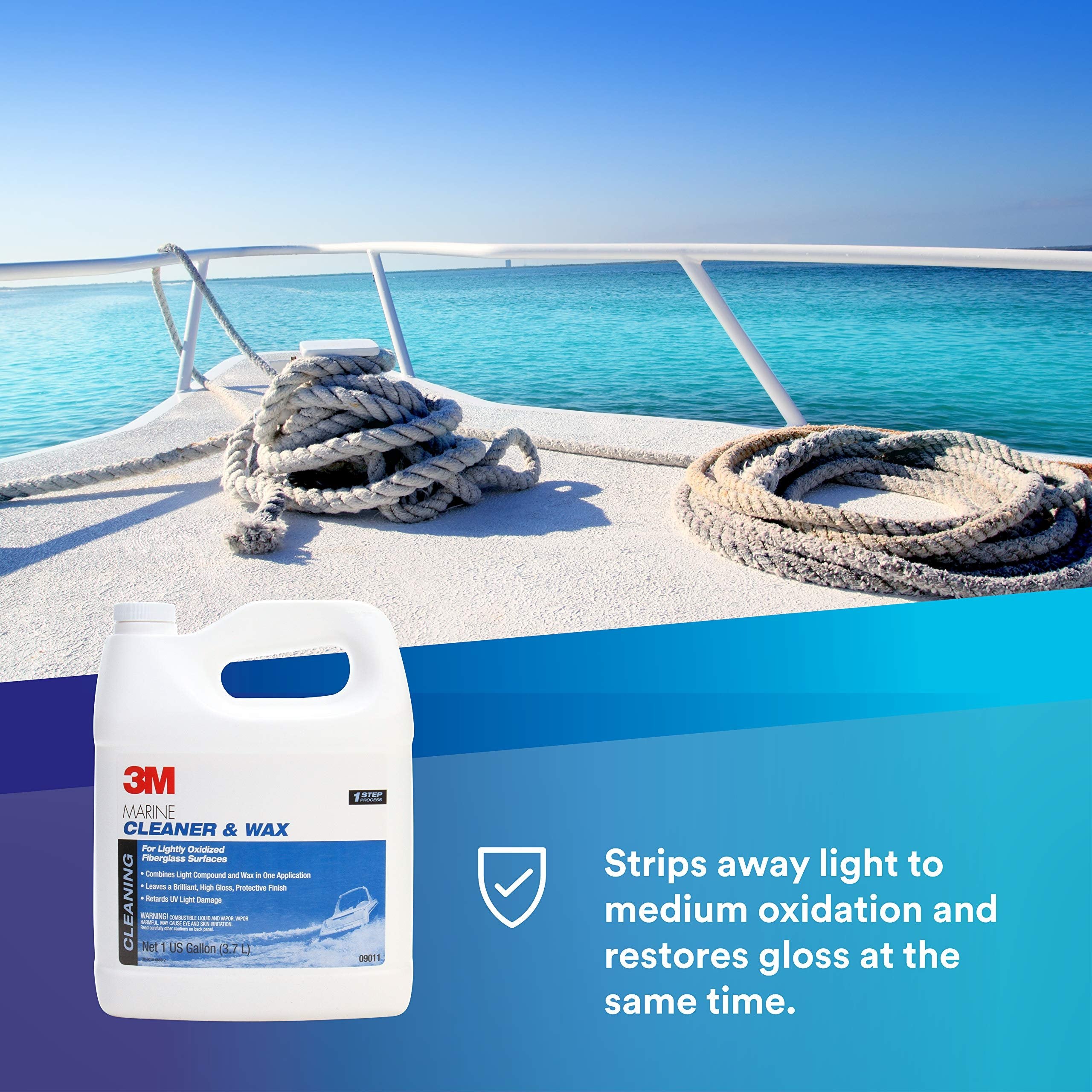 3M Marine Fiberglass Cleaner and Wax, 9011, 1 gal